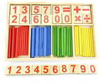 Number blocks and counting rods. Montessori toys for children's learning.