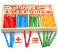 Number blocks and counting rods. Montessori toys for children's learning.