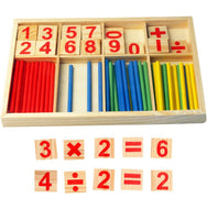 Number blocks and counting rods. Montessori toys for children's learning.