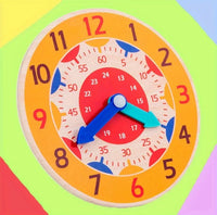 Wooden clock colorful toys, learning clock (royal blue).