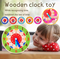 Wooden clock colorful toys, learning clock (royal blue).