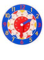 Wooden clock colorful toys, learning clock (royal blue).