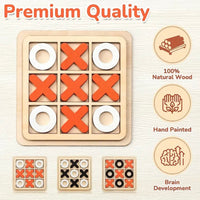 Wooden Tic Tac Toe Board, Classic XO Table Game Toy, Educational Toys, Random Color.