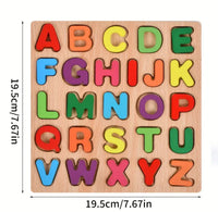 Wooden alphabet and numbers puzzle.