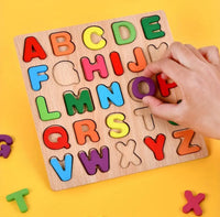 Wooden alphabet and numbers puzzle.