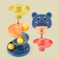 Ball drop toy, sliding track tower, spiral tower toy.