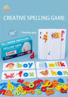 Wood Spelling Words Game Letter Recognition Card Montessori Puzzle STEM Early Educational Toy for Age 3+ Boys & Girls.