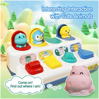 Early Development Pop-Up Cause and Effect Toy, Interactive Learning Toy with Animals and Vehicles.